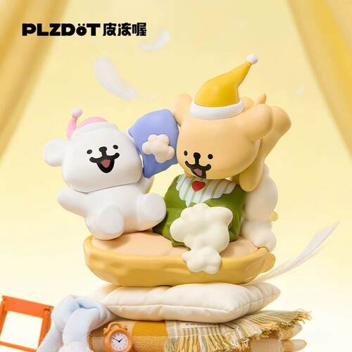 正版PLZDOT线条小狗晚安睡前故事系列公仔潮玩盲盒可爱礼物摆件