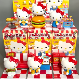 新品名创优品Hello Kitty复古餐厅系列盲盒手办潮玩摆件女生礼物