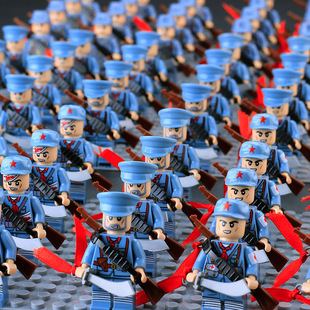 长津湖水门桥中国积木八路军人仔军事志愿军大炮拼装玩具士兵小人