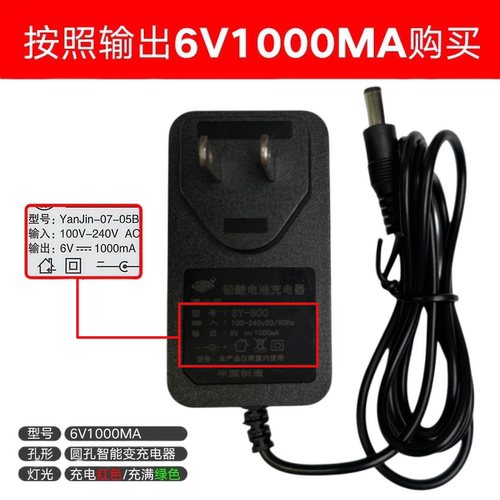 儿童电动车充电器6V12V小孩童车汽车玩具车摩托车通用圆孔适配器