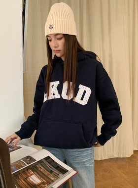 LK STORE LKOD2025秋冬新款潮牌波点连帽字母卫衣情侣款加绒帽衫