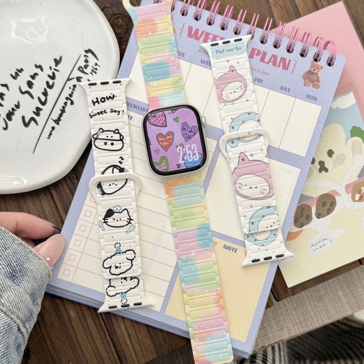 简笔画卡通素描磁吸小方块适用于Apple watch10/9/8/7/6