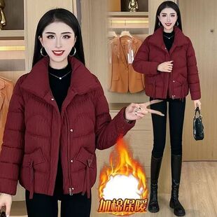 冬季新款棉衣女短款韩版加厚时尚立领洋气羽绒棉服妈妈小个子棉袄