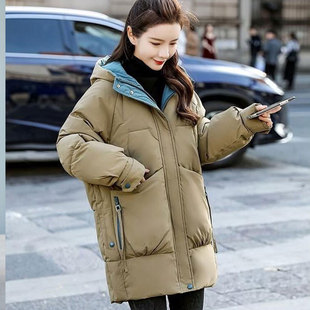 爆款冬季棉衣女中长款气质时尚宽松女士面包服软妹可爱加厚棉服潮