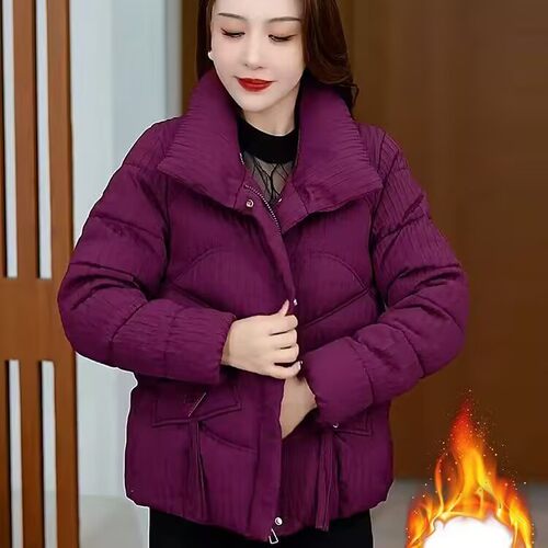 中老年棉衣女短款时尚宽松韩版加厚棉服小个子面包服冬季保暖棉袄