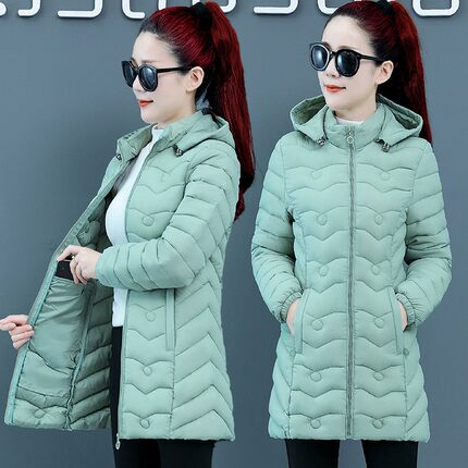 棉服女中长款2025新款冬季妈妈轻薄款修身羽绒棉衣加厚中老年棉袄