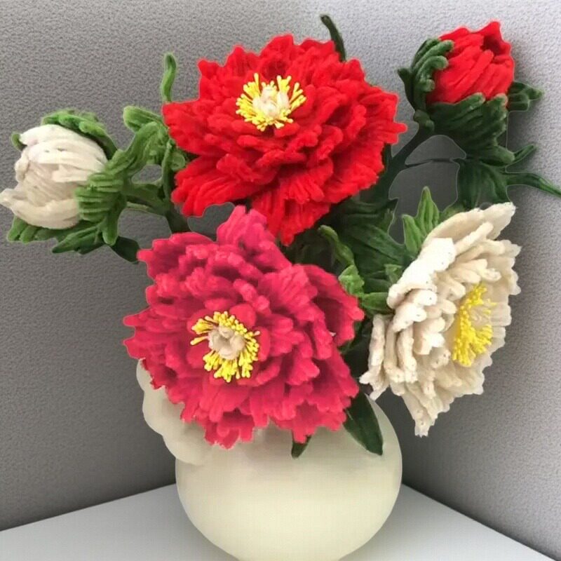 牡丹花扭扭棒材料包手工制作