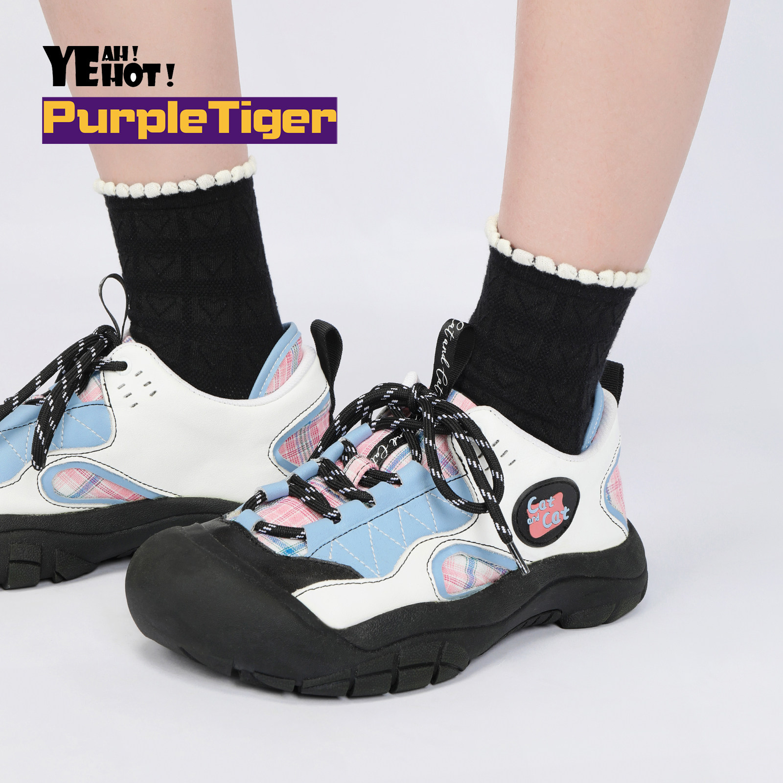 Purple Tiger原创新品2026 夏季新款户外运动休闲鞋丑萌厚底女鞋
