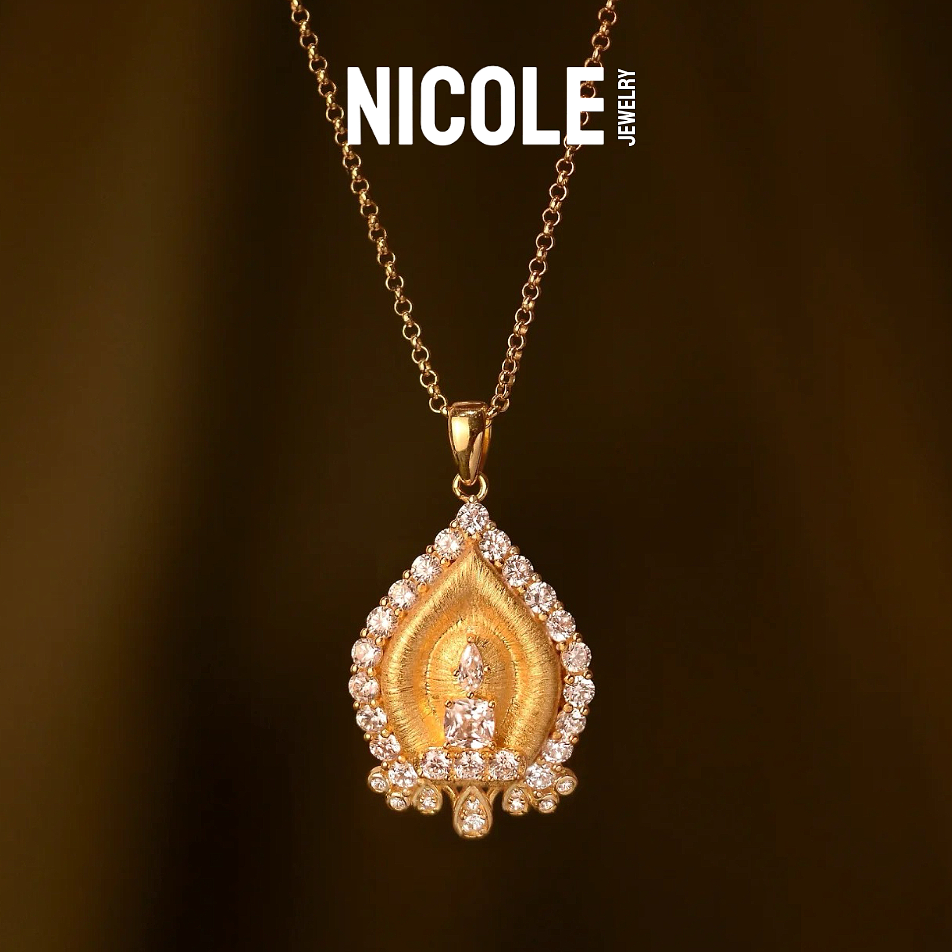 Nicole 拉丝新中式项链小金塔 中古风小众设计 S925纯银新年礼物