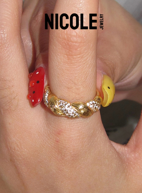 Nicole Jewelry 麻花拉丝戒指女小众设计感轻奢食指戒开口可调节