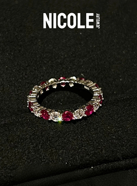 Nicole 925纯银培育彩色宝石戒指女小众设计感轻奢新年礼物本命年