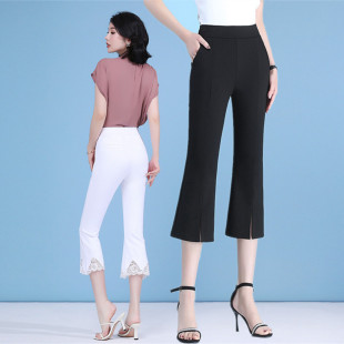 薄款 休闲九分裤 微喇叭裤 女弹力显瘦坠感高腰大码 子七分裤 2026夏季