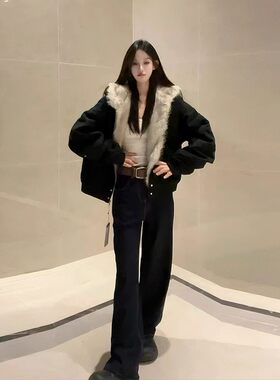 国潮美式棉服女2025新款座山雕工装夹克棉衣加绒加厚冬季棉袄外套