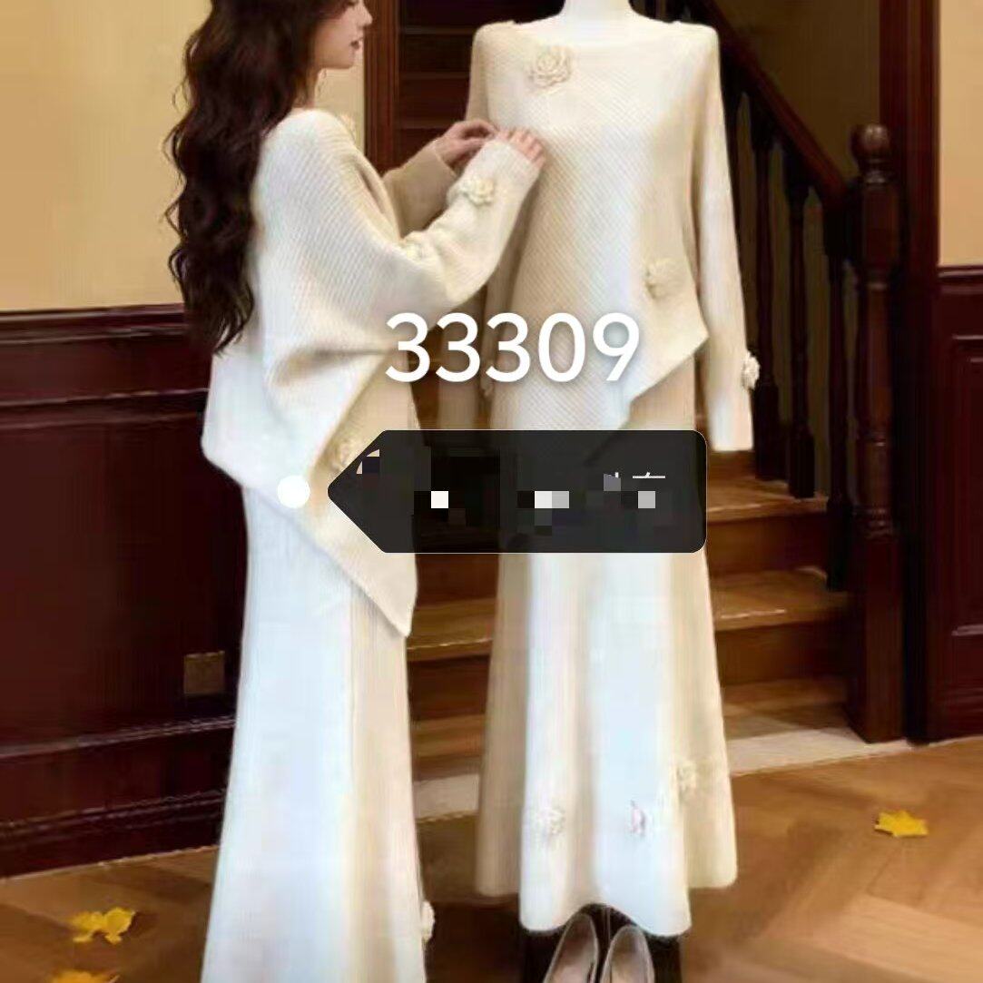 韩系温柔风时尚针织半身裙套装女秋冬季宽松显瘦气质毛衣套装裙子