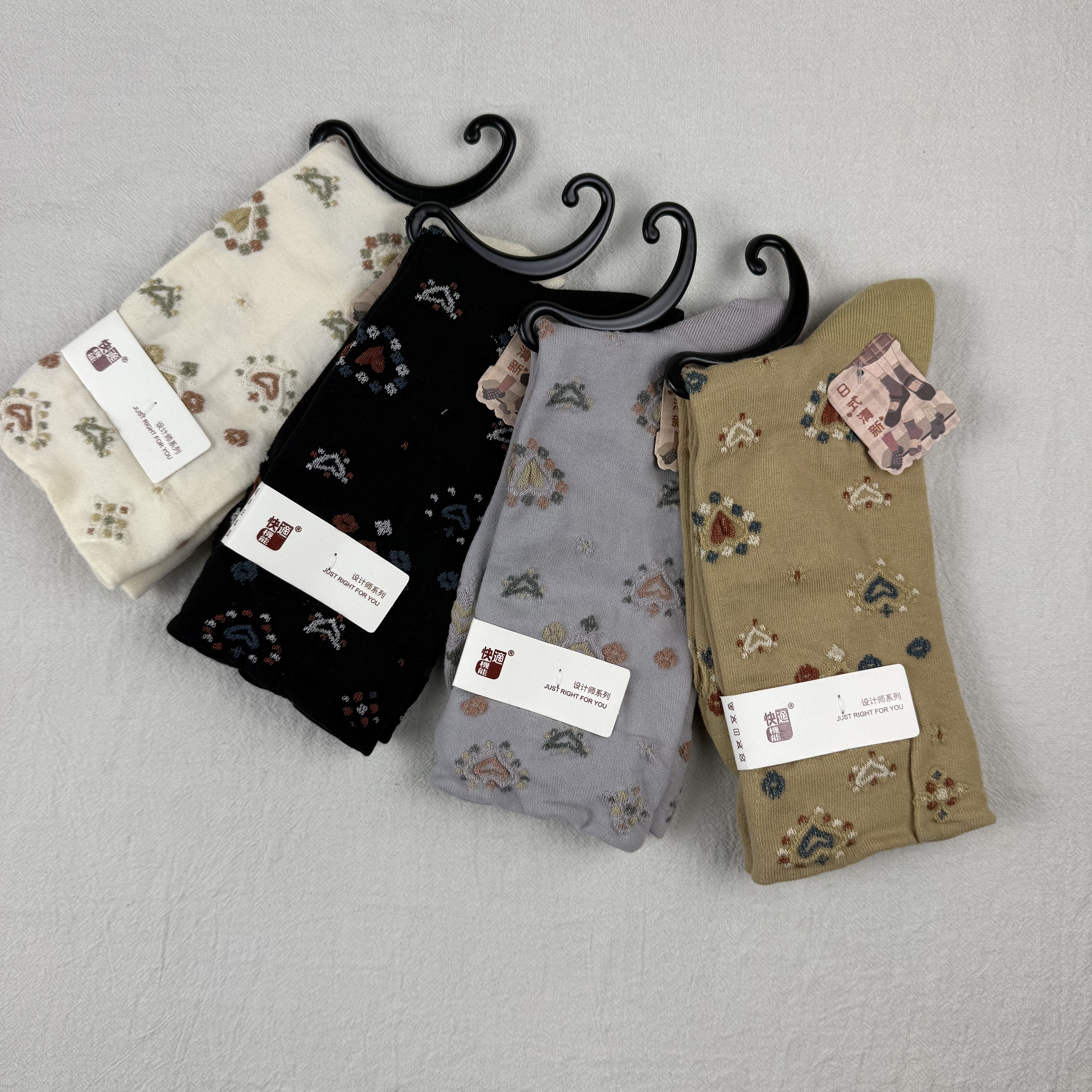 快适机能女袜中筒袜纯棉浮雕图案高贵优雅舒适透气吸汗XP20-26款