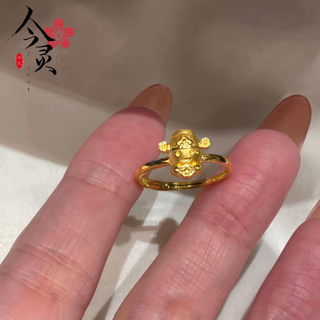 新中式金色元宝小财神古法女戒