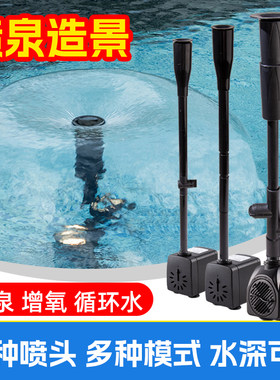 蘑菇喷泉全套水池景观假山七彩彩灯喷头小型鱼池造景庭院户外水泵