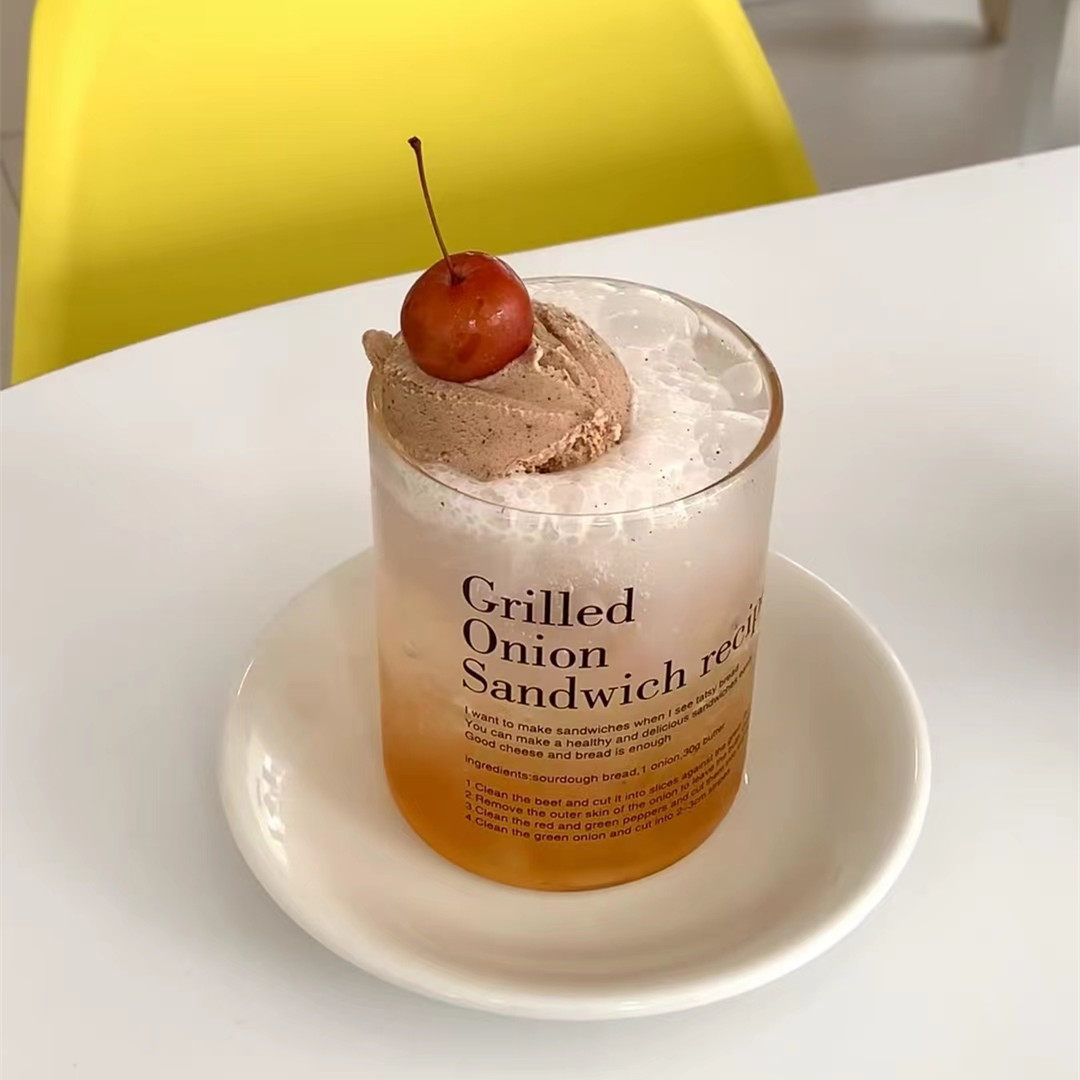 韩国同款英文字母玻璃咖啡杯in玻璃杯