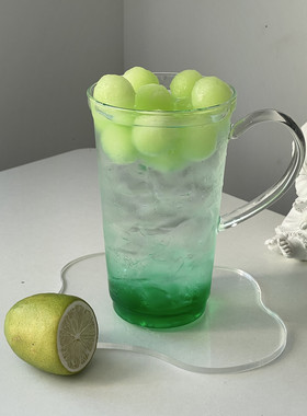 550毫升大容量复古透明玻璃杯懒人杯耐高温加热大把手高级感杯子