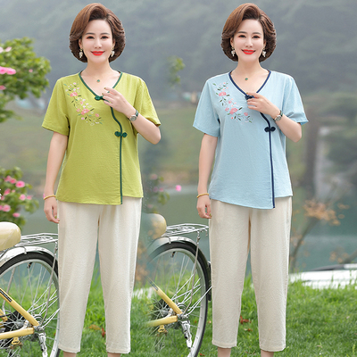 五六十岁中年妈妈装夏装套装