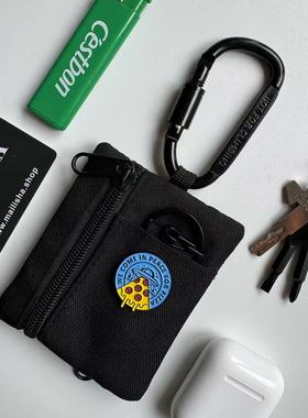 钥匙包男款新款挂脖卡包耳机包运动银行卡套卡包男式可拍爱pizza