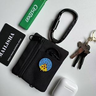 可拍爱pizza 挂脖卡包耳机包运动银行卡套卡包男式 钥匙包男款 新款