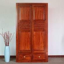 新中式推拉门衣柜香樟木实木橱柜移门家用卧室简约现代收纳储物柜