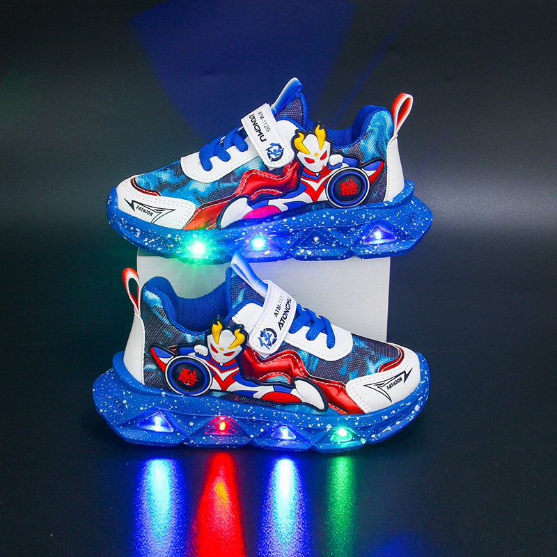 男童亮灯鞋网鞋透气男童鞋子儿童发光鞋男孩运动鞋亮灯男宝鞋软底