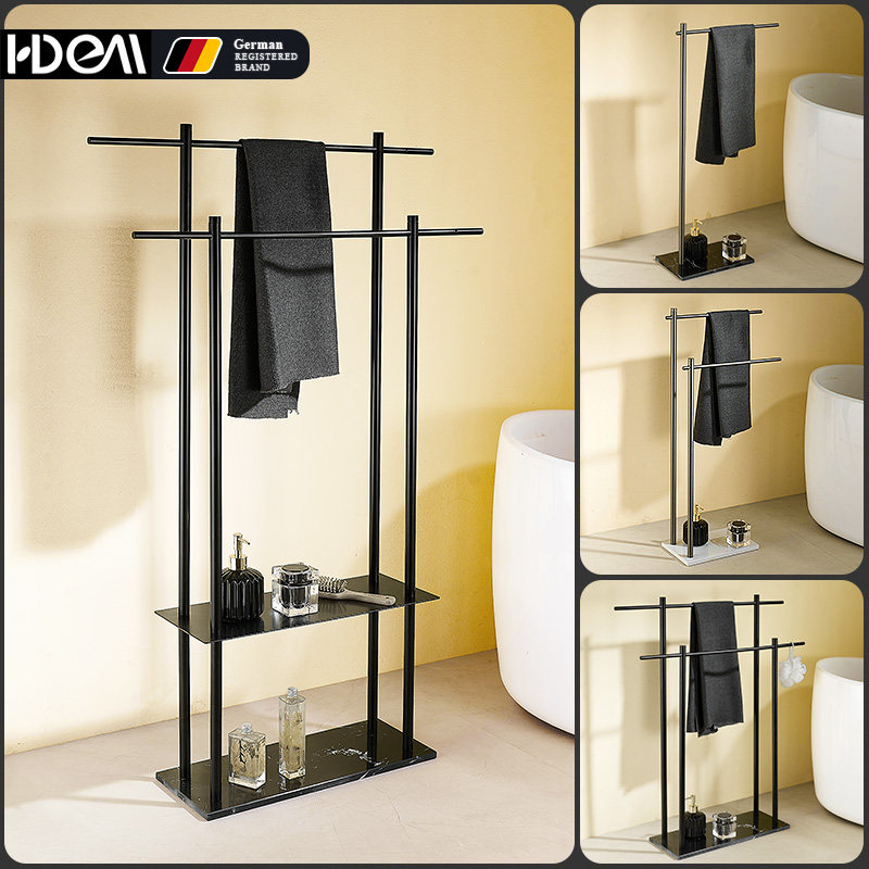 德国海德曼立式灰色落地大理石毛巾架酒店浴室置物架卫生间毛巾杆