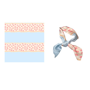 方巾丝巾领巾 海盐啵啵奶茶~Flora蓝粉撞色圆点可爱甜美少女韩版