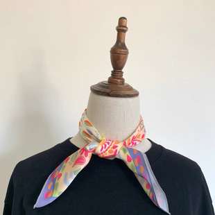 小方巾丝巾小领巾 Flora新佩斯利花纹复古腰果花紫色小象印花韩版