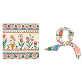 格格出逃～Flora粉色花朵清新蓝色边印花复古少女小方巾丝巾领巾