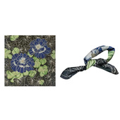 禅意初春～Flora清冷墨绿藏蓝植物花卉复古暗色小方巾丝巾小领巾