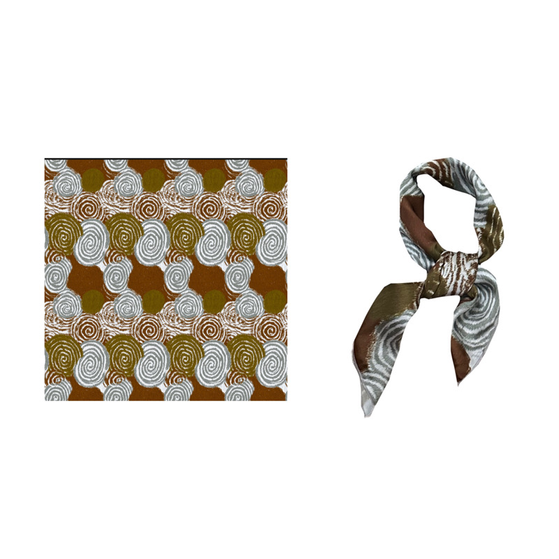 Flora文艺侘寂撞色复古艺术印花秋冬百搭短款中性小方巾丝巾头巾