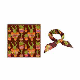 Flora初秋冬绿植深色复古森系风少女文艺装饰韩版方巾丝巾小领巾