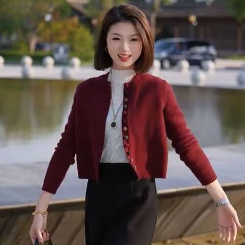【专柜品质】高级感洋气设计感针织开衫秋冬季新款显瘦简约毛衣女
