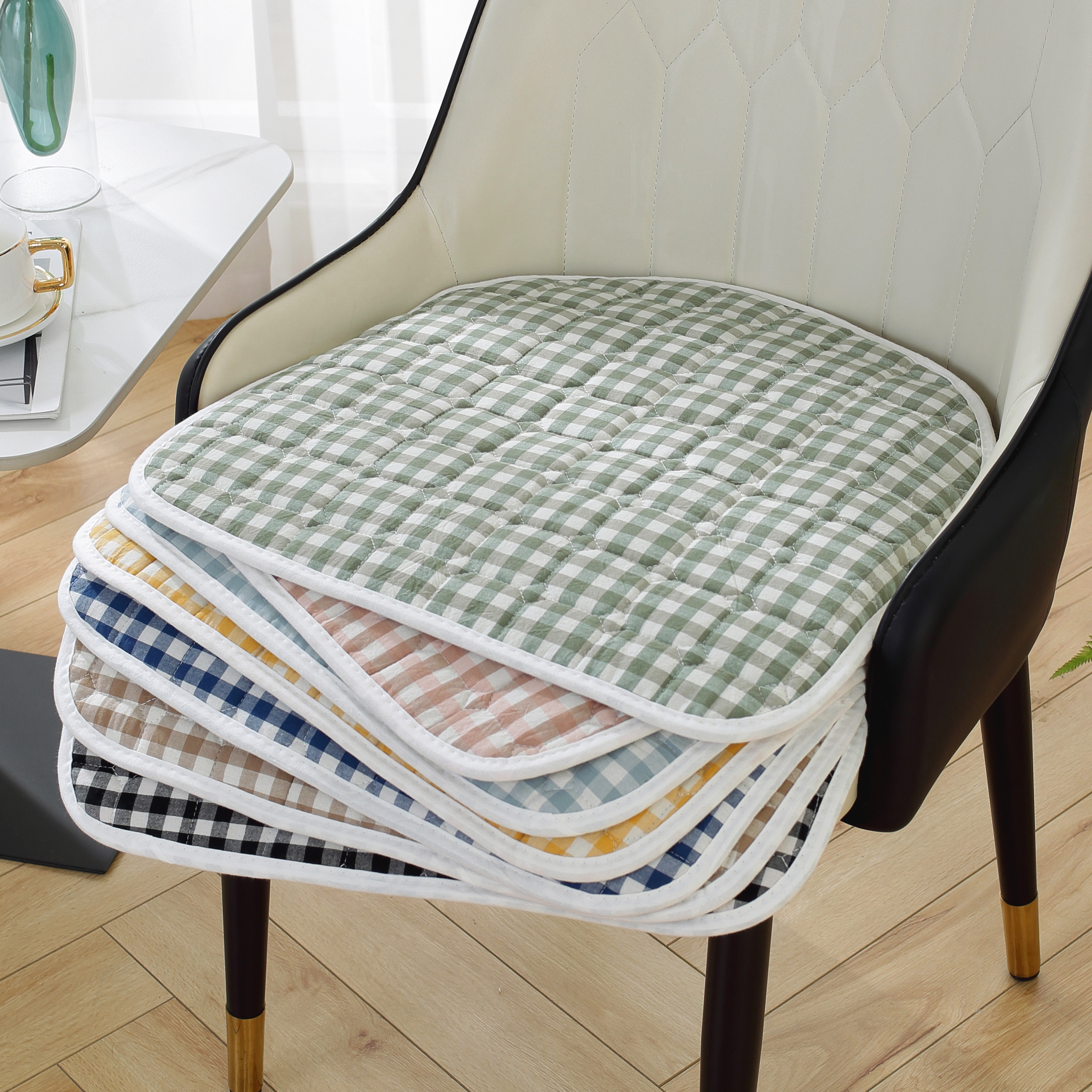 芝柚家 餐桌椅垫四季通用轻奢防滑全棉弧形马蹄形椅垫椭圆形坐垫