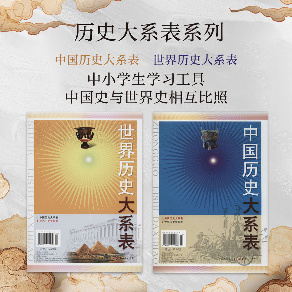 正版包邮 套装2册 中国历史大系表 世界历史大系表 中小学生学习工具 中国史与世界史相互比照 简明扼要 择其要者选入 挂图
