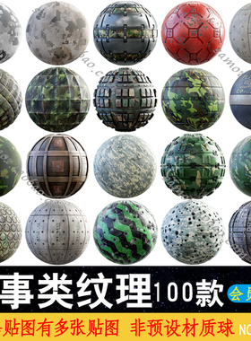 高清4K迷彩军绿色金属面料墙壁地面材质纹理贴图C4D渲染3D素材JPG