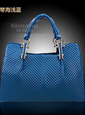 头层牛皮女包真皮女包包新款欧美潮王妃菱格手提单肩大包