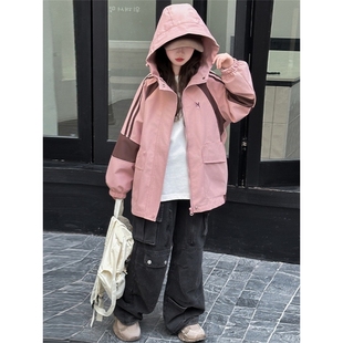 女童春秋款洋气外套女孩春款中大儿童装风衣冲锋上衣服潮春装8岁9