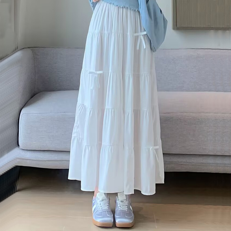 女童白色半身裙夏2025新款女大童长款蛋糕裙夏季女孩超好看裙子薄