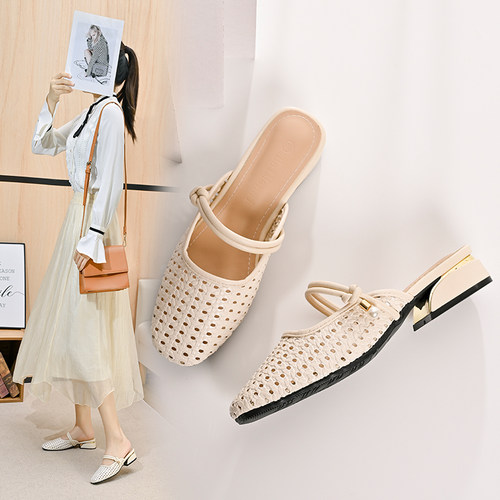 包头镂空透气半拖穆勒鞋时尚凉拖