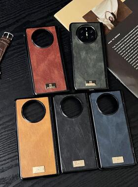 KUAIJIEWEI商务疯马纹弹簧中轴适用华为Mate X6手机壳防摔折叠屏防刮花PC硬x5/x3保护套