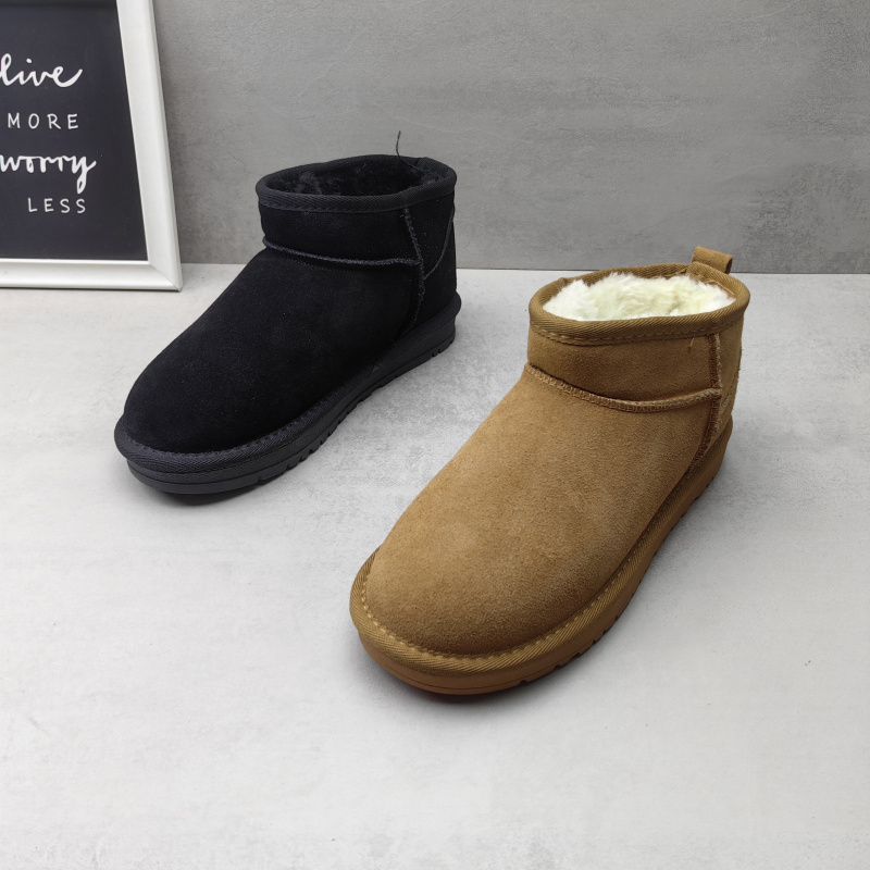 2024冬季靴子女鞋休闲雪地靴经典款真皮磨砂皮加绒棉鞋女靴短靴