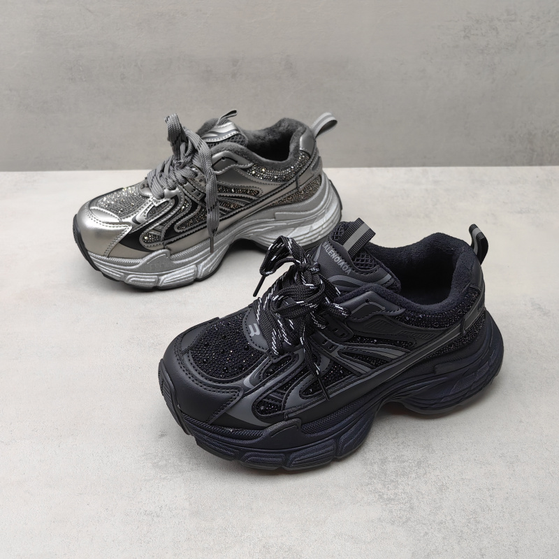 加绒保暖系带老爹鞋女棉鞋