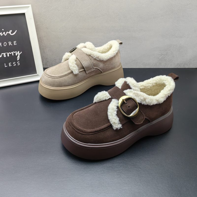 真皮牛皮森系加绒保暖女勃肯鞋