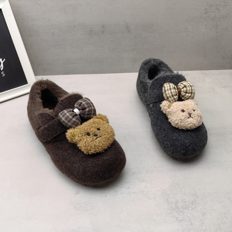 冬季加绒保暖毛绒面勃肯女棉鞋