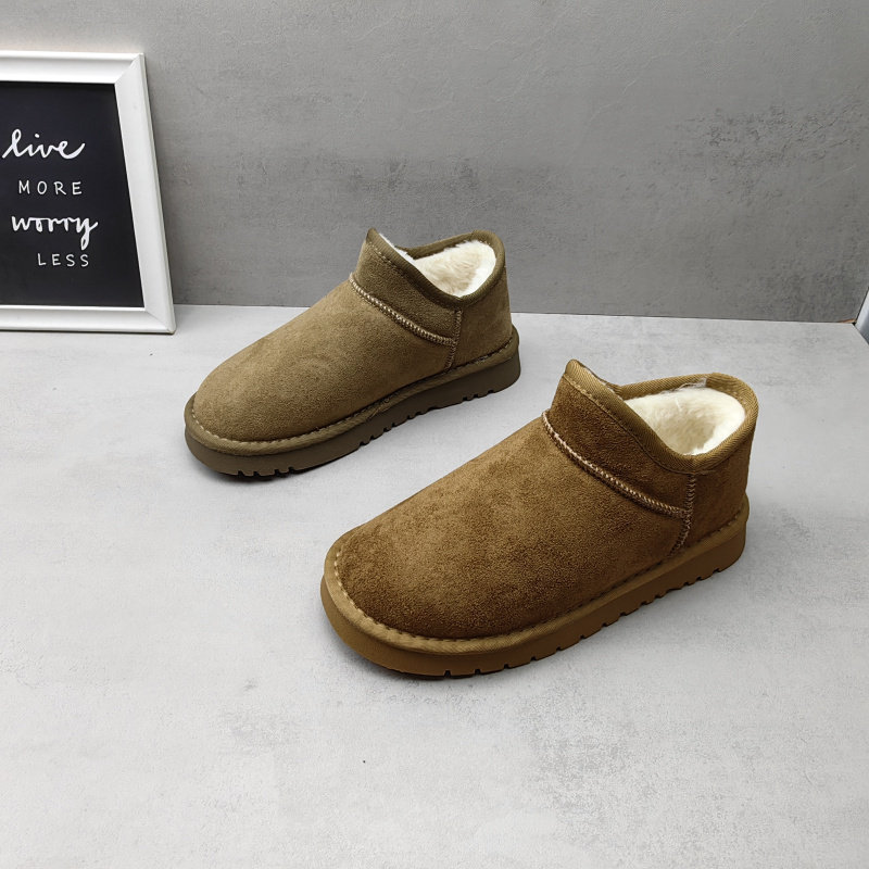 实拍2025冬款绒面加绒保暖女雪地靴平底防滑短靴女棉靴,女鞋,时尚雪地靴,淘宝优惠券,粉丝福利购,淘宝优惠卷