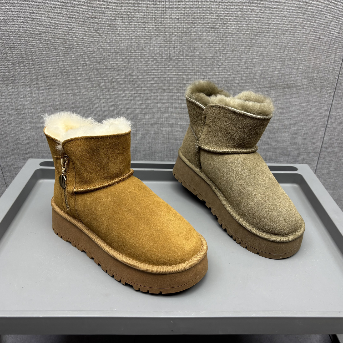 羊毛加绒保暖女短靴厚底雪地靴